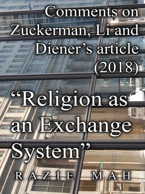 cover image of Comments on Zuckerman, Li and Diener's Article (2018) "Religion as an Exchange System"